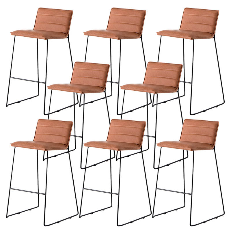 Modern Style Backrest Counter Stool with Cushion and Metal Base