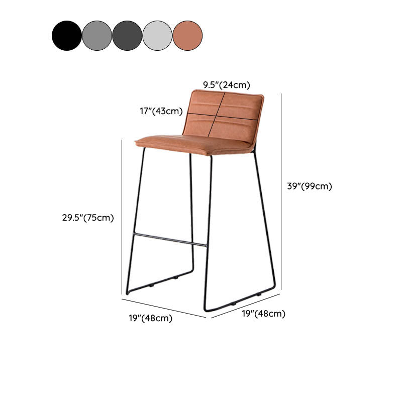 Modern Style Backrest Counter Stool with Cushion and Metal Base