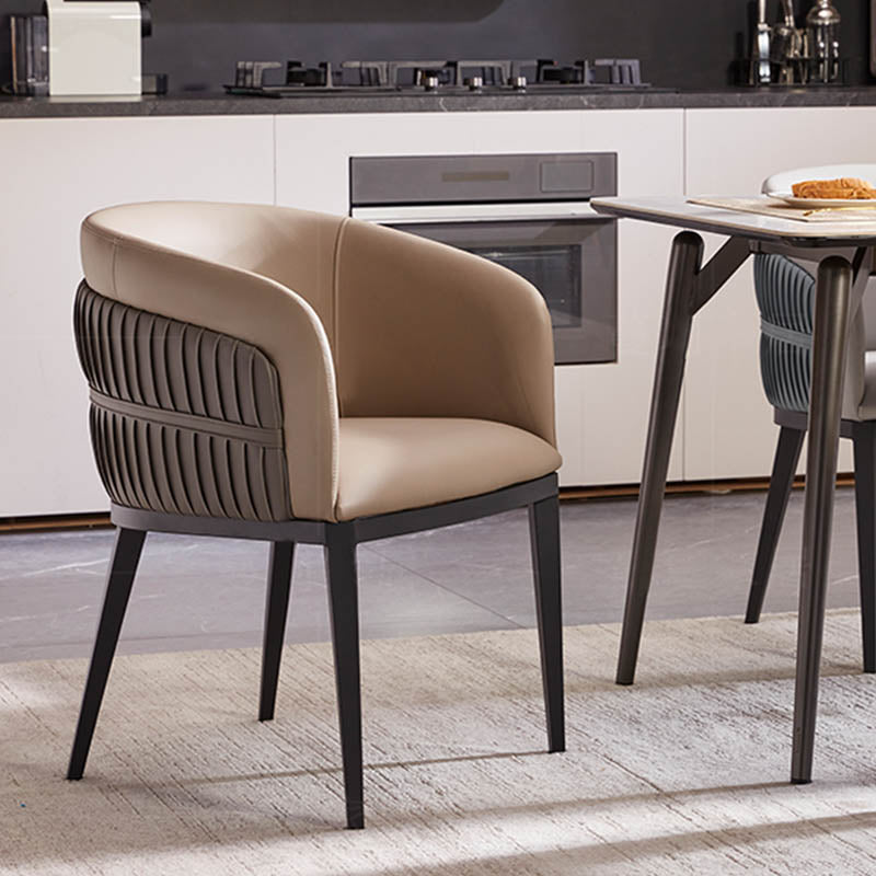 Contemporary Backrest Counter Stool with Leather Cushion and Metal Base