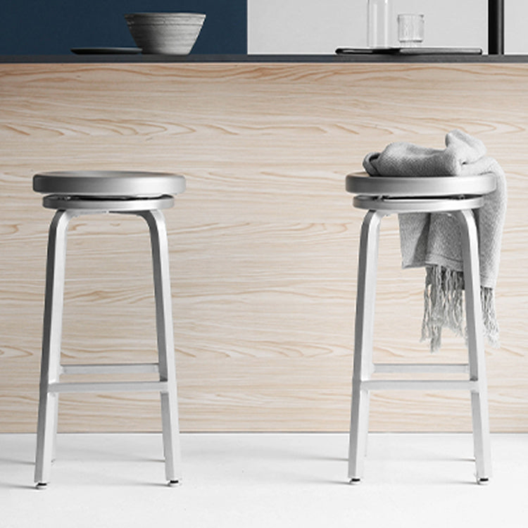 Contemporary Backless Metal Counter Stool with 4 Legs for Dining Room