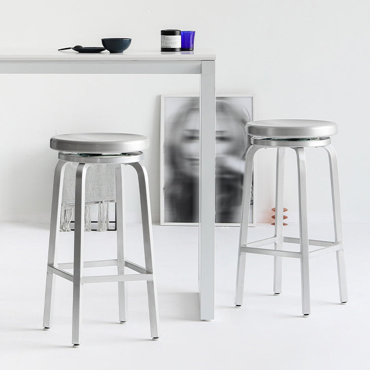 Contemporary Backless Metal Counter Stool with 4 Legs for Dining Room
