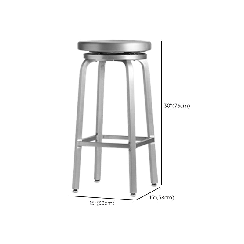Contemporary Backless Metal Counter Stool with 4 Legs for Dining Room