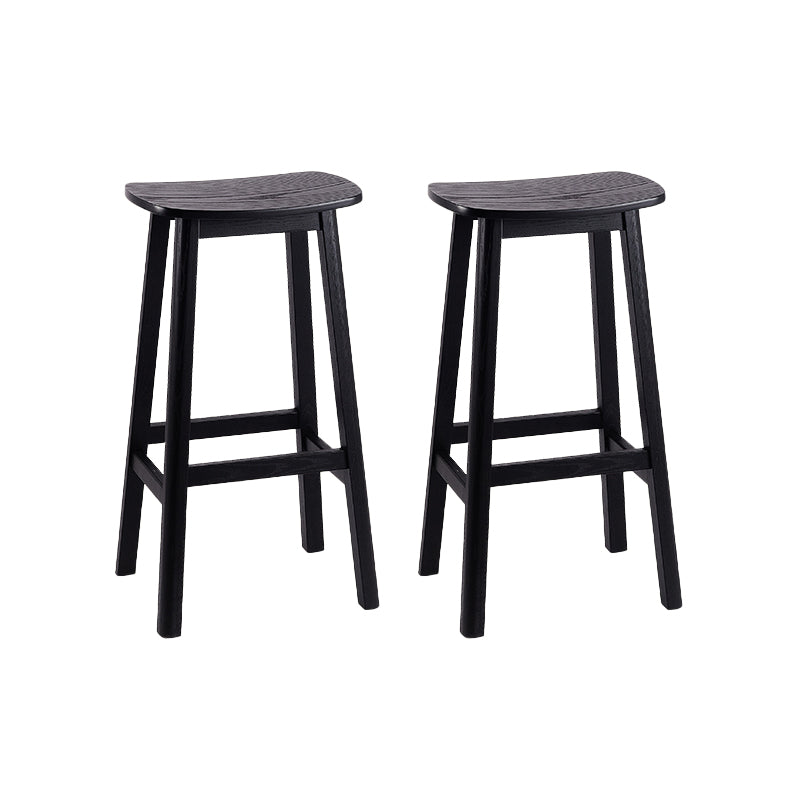 Contemporary Ash Wood Contoured Seat Indoor Armless Bar Stools