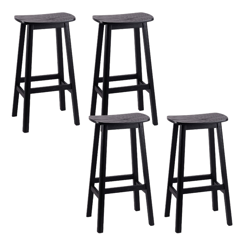 Contemporary Ash Wood Contoured Seat Indoor Armless Bar Stools