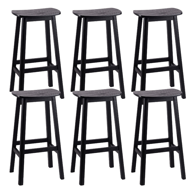 Contemporary Ash Wood Contoured Seat Indoor Armless Bar Stools