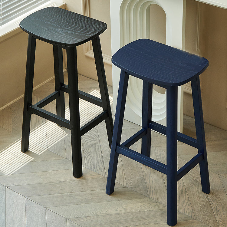 Contemporary Ash Wood Contoured Seat Indoor Armless Bar Stools