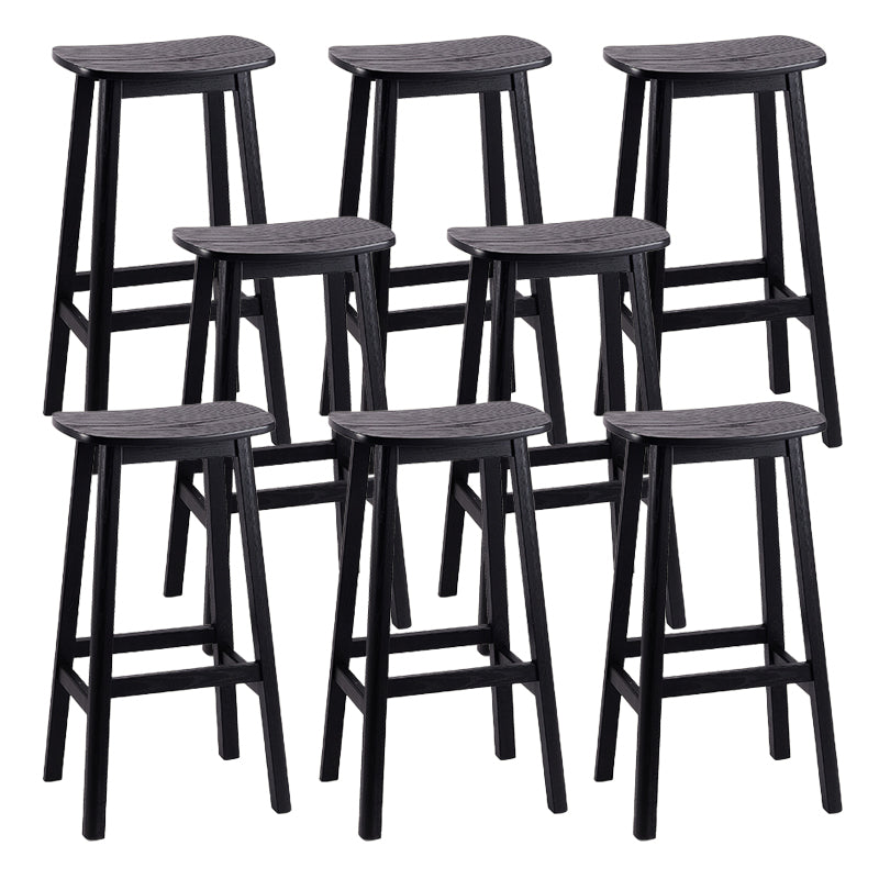 Contemporary Ash Wood Contoured Seat Indoor Armless Bar Stools