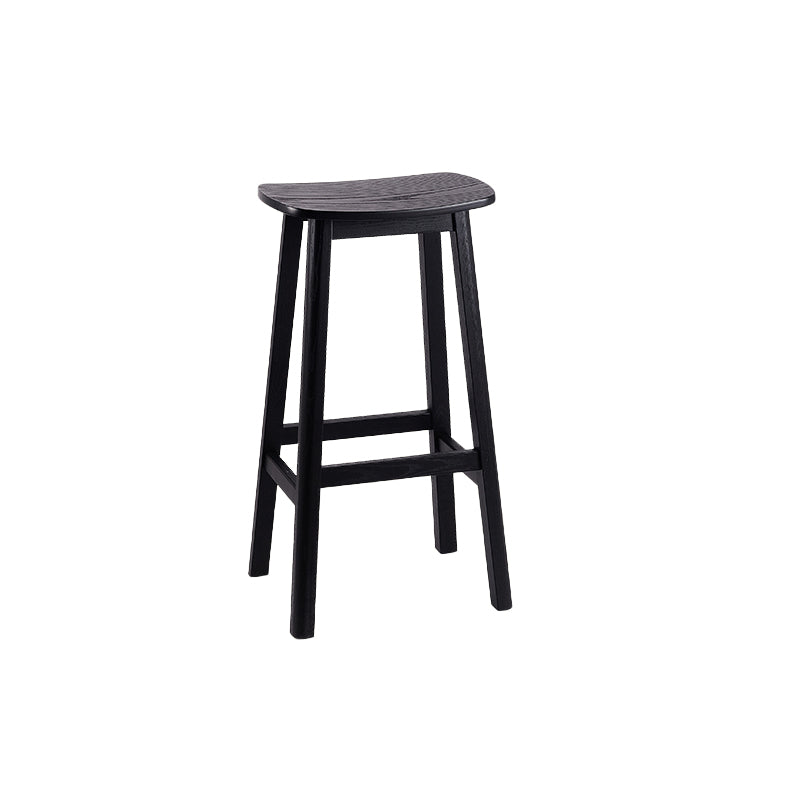 Contemporary Ash Wood Contoured Seat Indoor Armless Bar Stools
