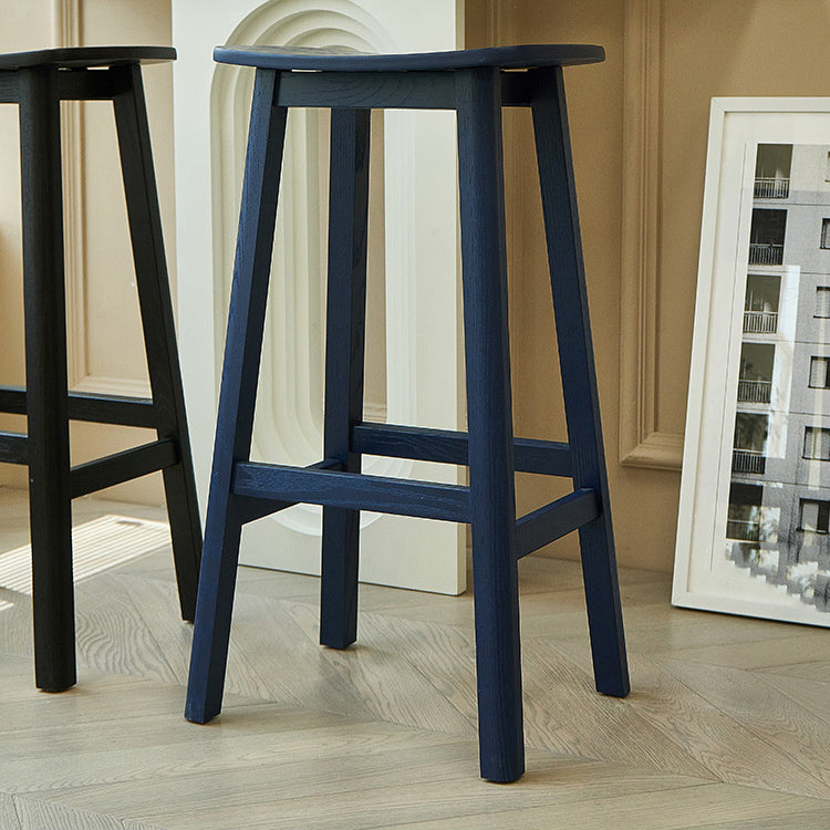 Contemporary Ash Wood Contoured Seat Indoor Armless Bar Stools