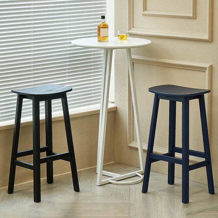 Contemporary Ash Wood Contoured Seat Indoor Armless Bar Stools