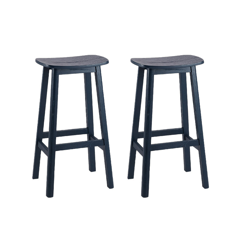 Contemporary Ash Wood Contoured Seat Indoor Armless Bar Stools