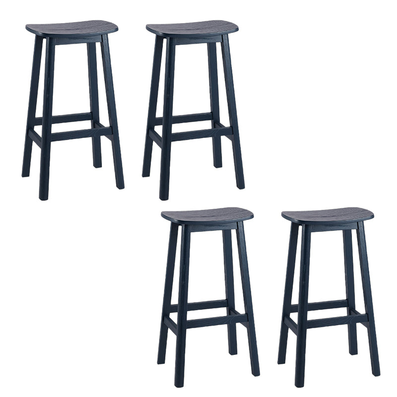 Contemporary Ash Wood Contoured Seat Indoor Armless Bar Stools