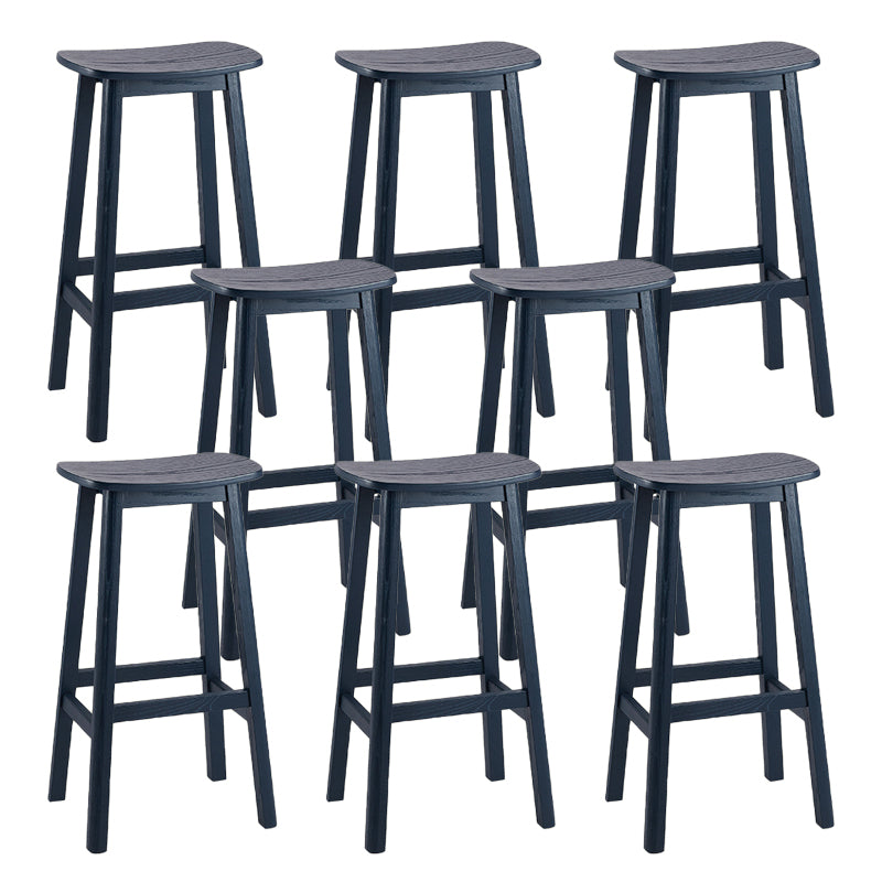 Contemporary Ash Wood Contoured Seat Indoor Armless Bar Stools