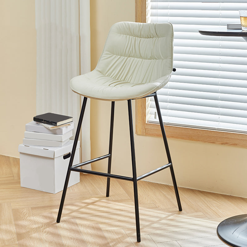 Contemporary PU Upholstery Low Back Bar Stools with Metal Legs