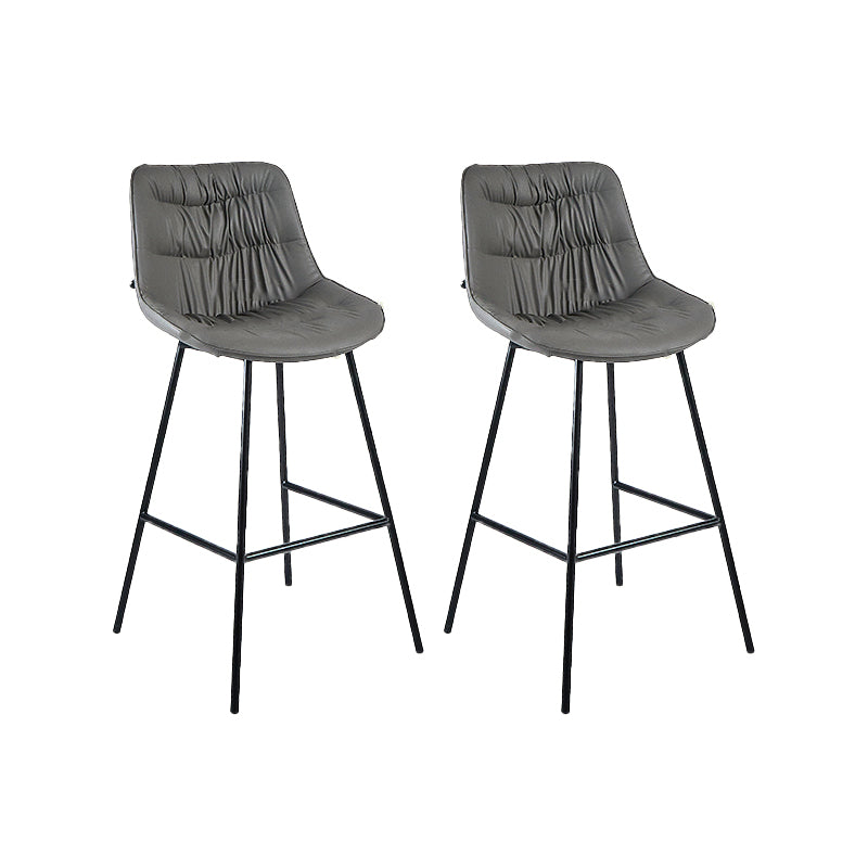 Contemporary PU Upholstery Low Back Bar Stools with Metal Legs