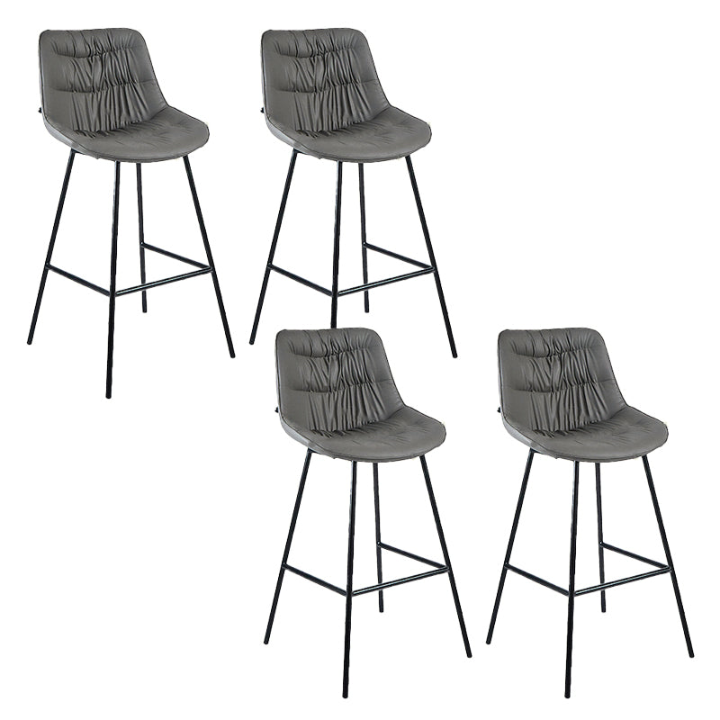 Contemporary PU Upholstery Low Back Bar Stools with Metal Legs