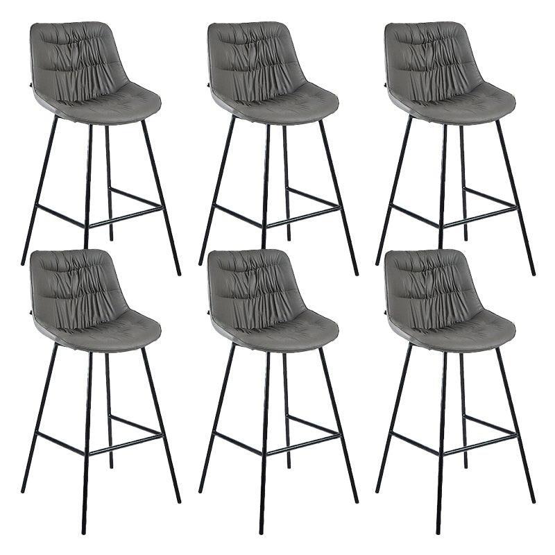 Contemporary PU Upholstery Low Back Bar Stools with Metal Legs