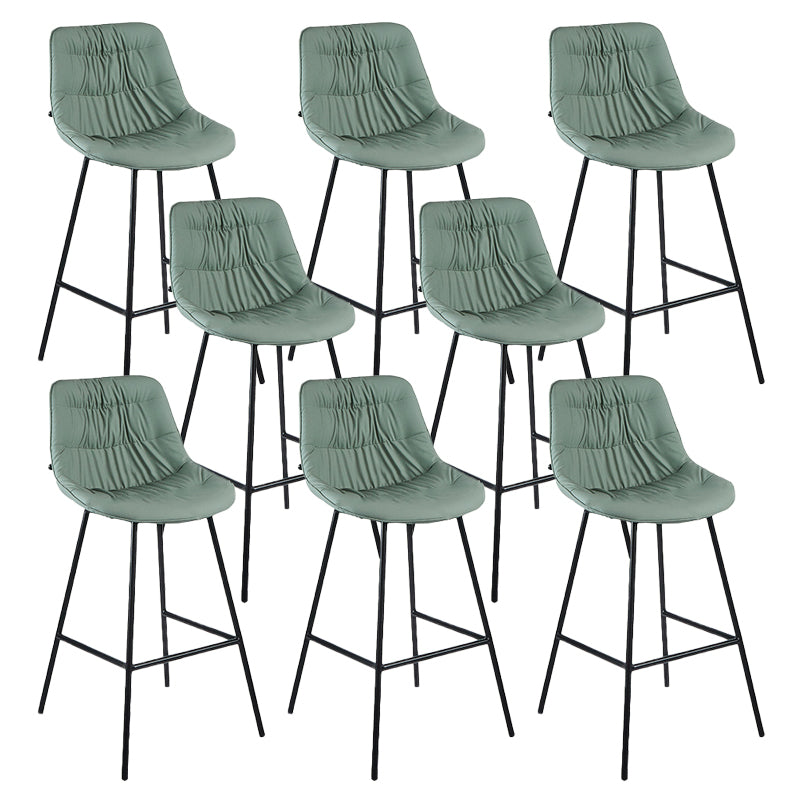 Contemporary PU Upholstery Low Back Bar Stools with Metal Legs
