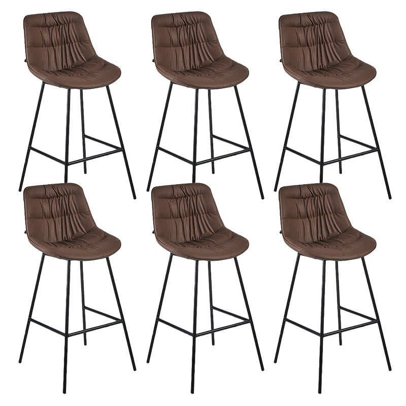 Contemporary PU Upholstery Low Back Bar Stools with Metal Legs