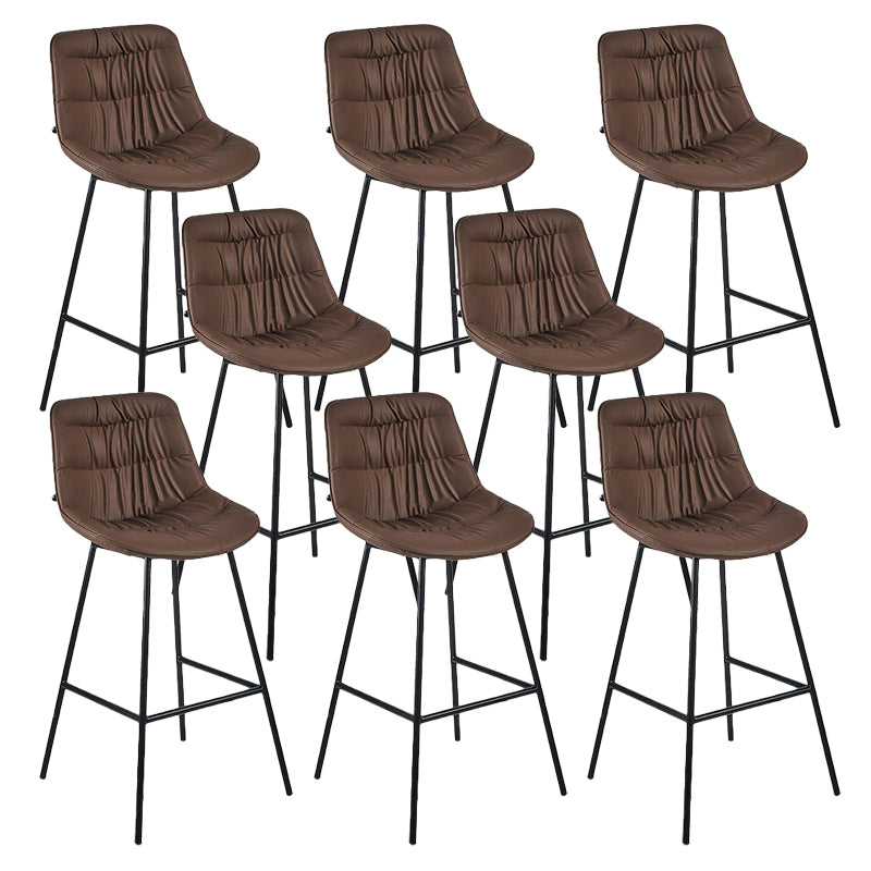 Contemporary PU Upholstery Low Back Bar Stools with Metal Legs
