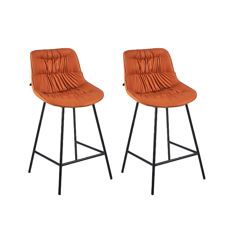 Contemporary PU Upholstery Low Back Bar Stools with Metal Legs