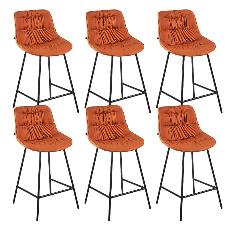 Contemporary PU Upholstery Low Back Bar Stools with Metal Legs