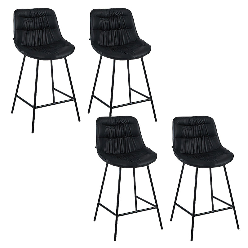 Contemporary PU Upholstery Low Back Bar Stools with Metal Legs