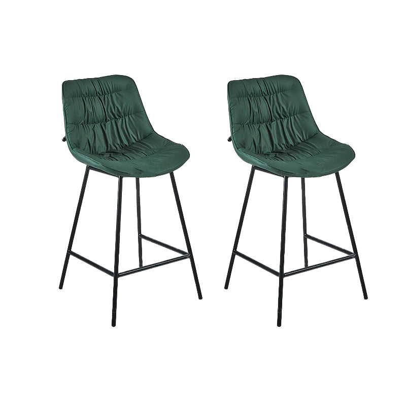 Contemporary PU Upholstery Low Back Bar Stools with Metal Legs