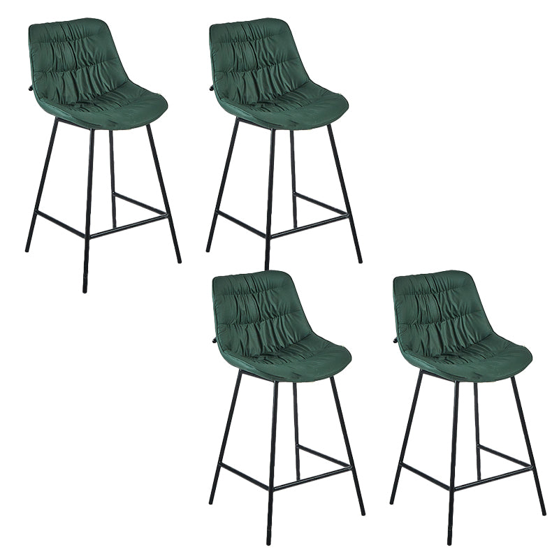 Contemporary PU Upholstery Low Back Bar Stools with Metal Legs