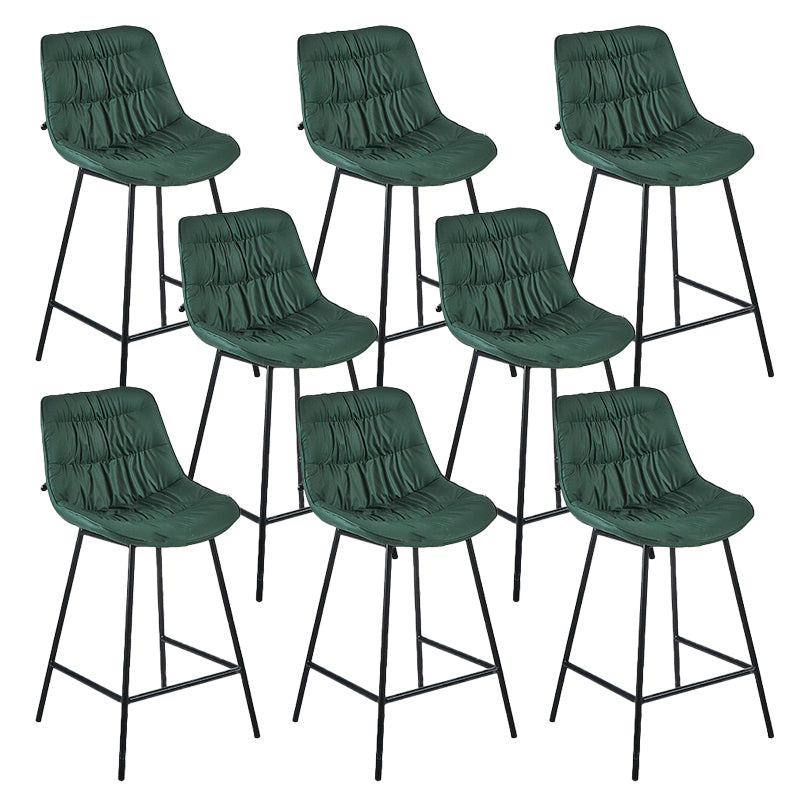 Contemporary PU Upholstery Low Back Bar Stools with Metal Legs