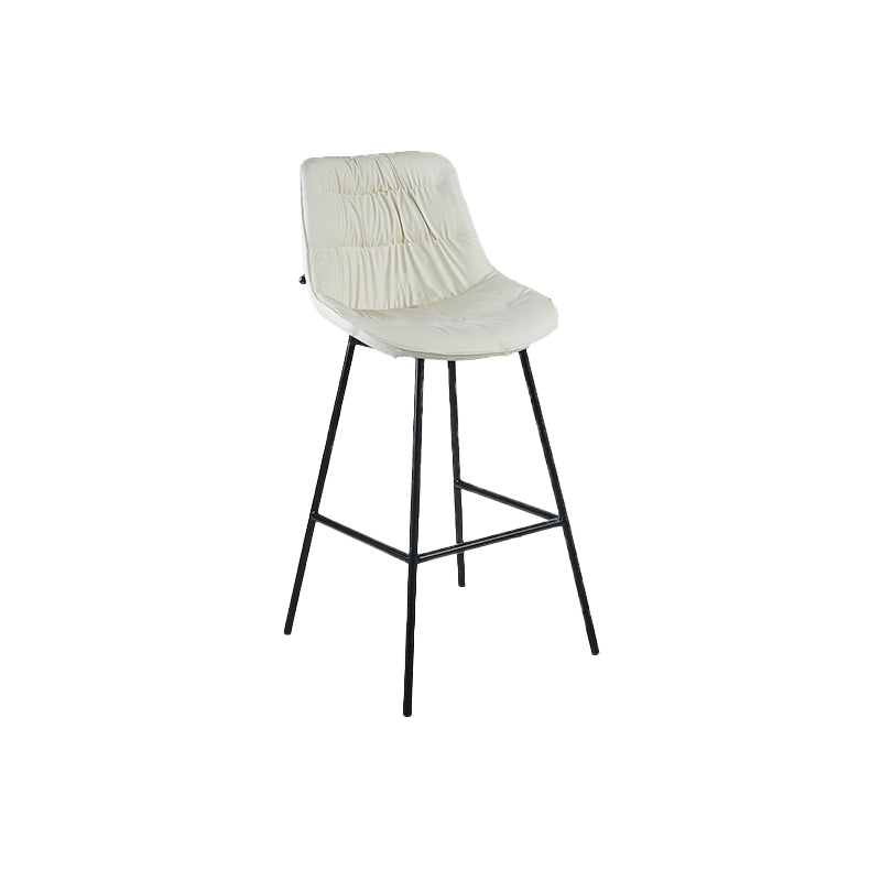 Contemporary PU Upholstery Low Back Bar Stools with Metal Legs