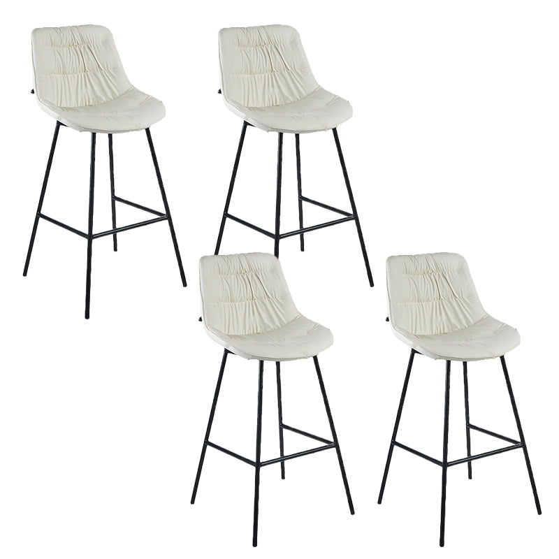 Contemporary PU Upholstery Low Back Bar Stools with Metal Legs