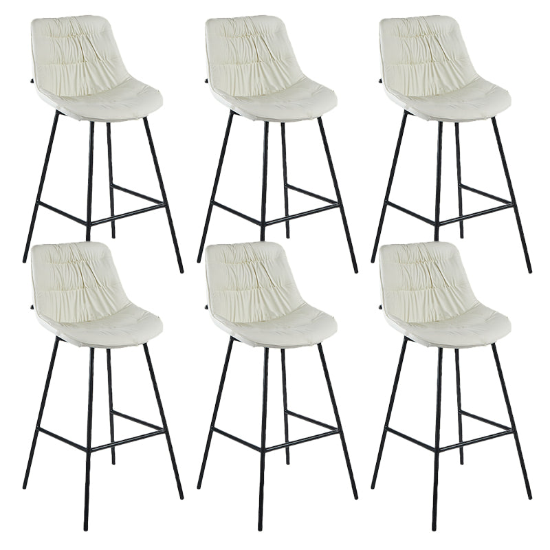 Contemporary PU Upholstery Low Back Bar Stools with Metal Legs