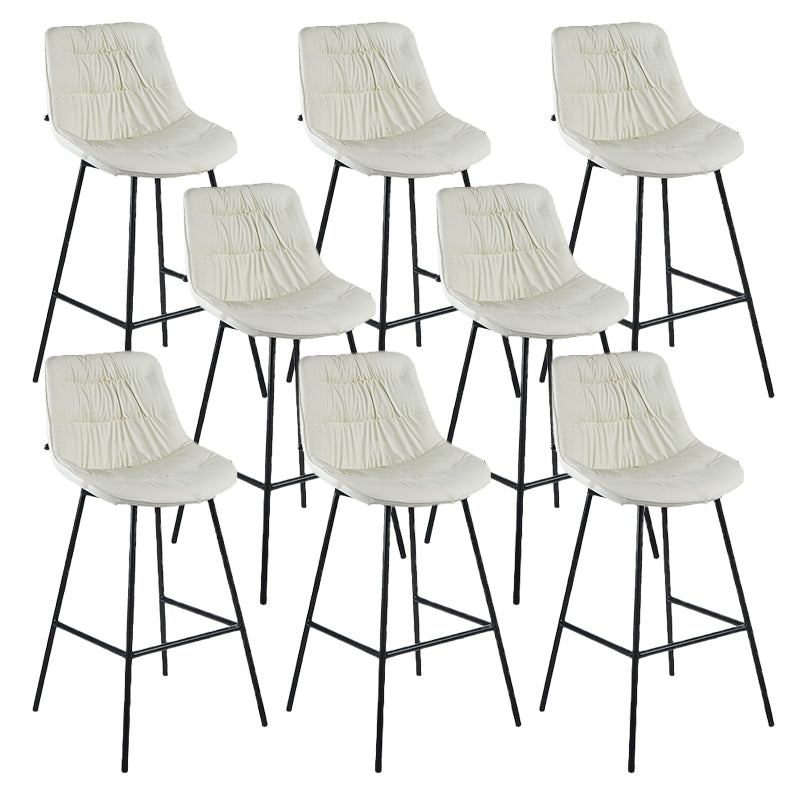 Contemporary PU Upholstery Low Back Bar Stools with Metal Legs