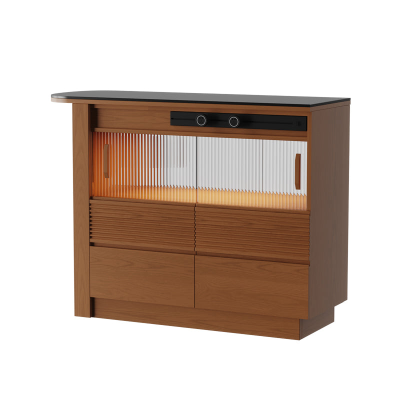 Black Stone Free Form Kitchen Island Table with Pine Wood Base