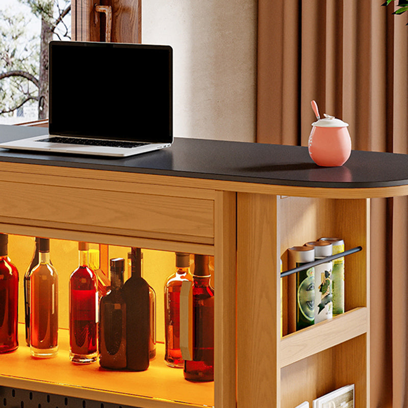 Black Stone Free Form Kitchen Island Table with Pine Wood Base