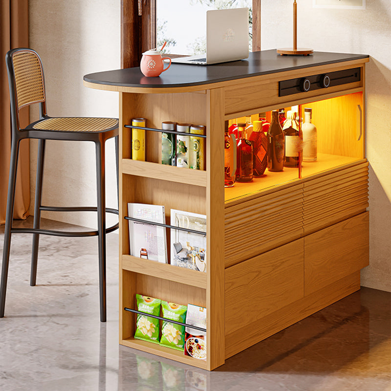 Black Stone Free Form Kitchen Island Table with Pine Wood Base