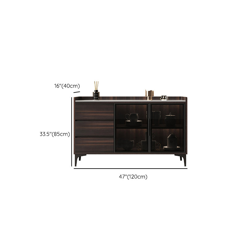 Contemporary Solid Wooden Buffet Sideboard Dining Room Credenza with LED Lights