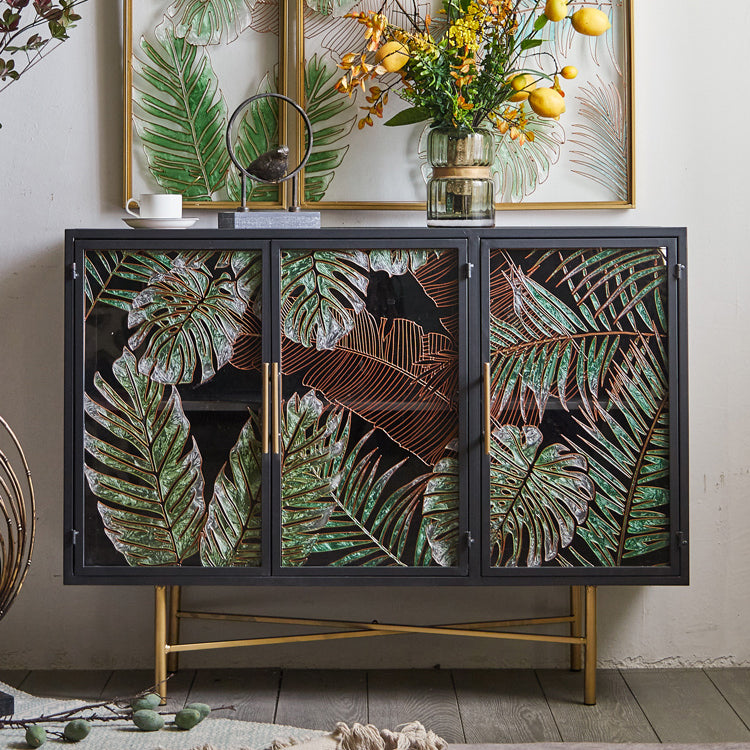 Traditional Wooden China Cabinet Glass Doors Display Stand with Doors