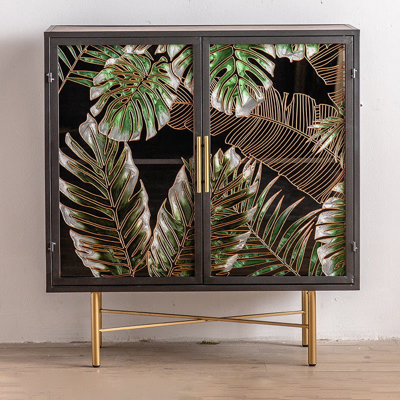 Traditional Wooden China Cabinet Glass Doors Display Stand with Doors