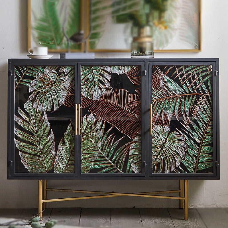 Traditional Wooden China Cabinet Glass Doors Display Stand with Doors