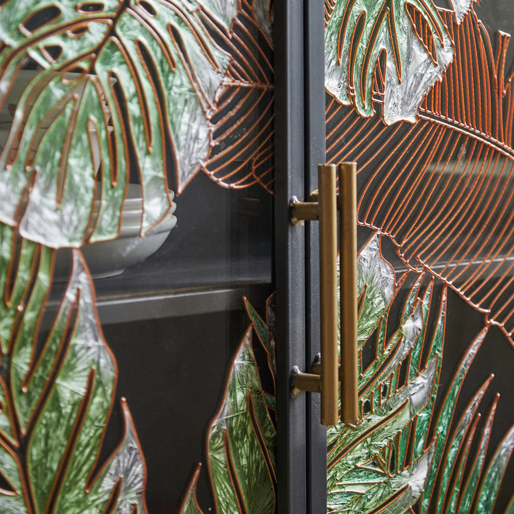 Traditional Wooden China Cabinet Glass Doors Display Stand with Doors