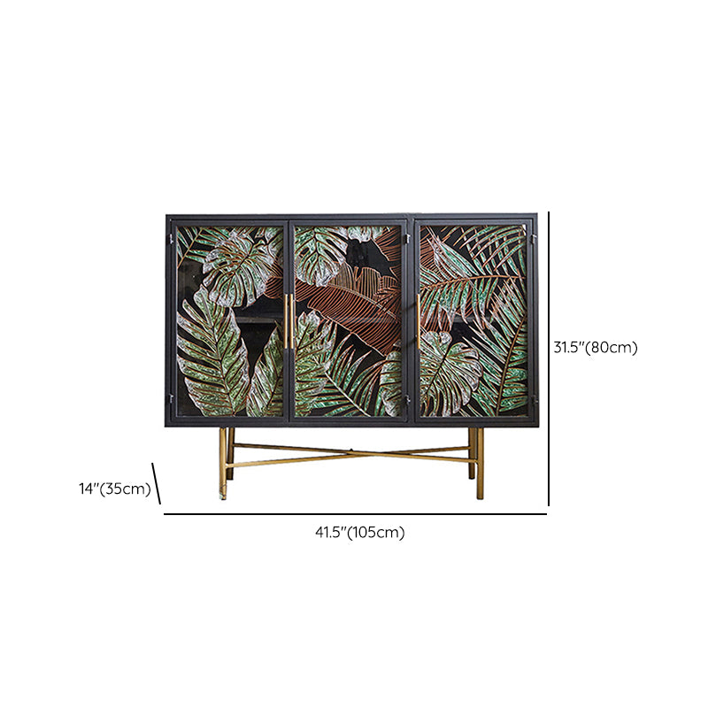 Traditional Wooden China Cabinet Glass Doors Display Stand with Doors