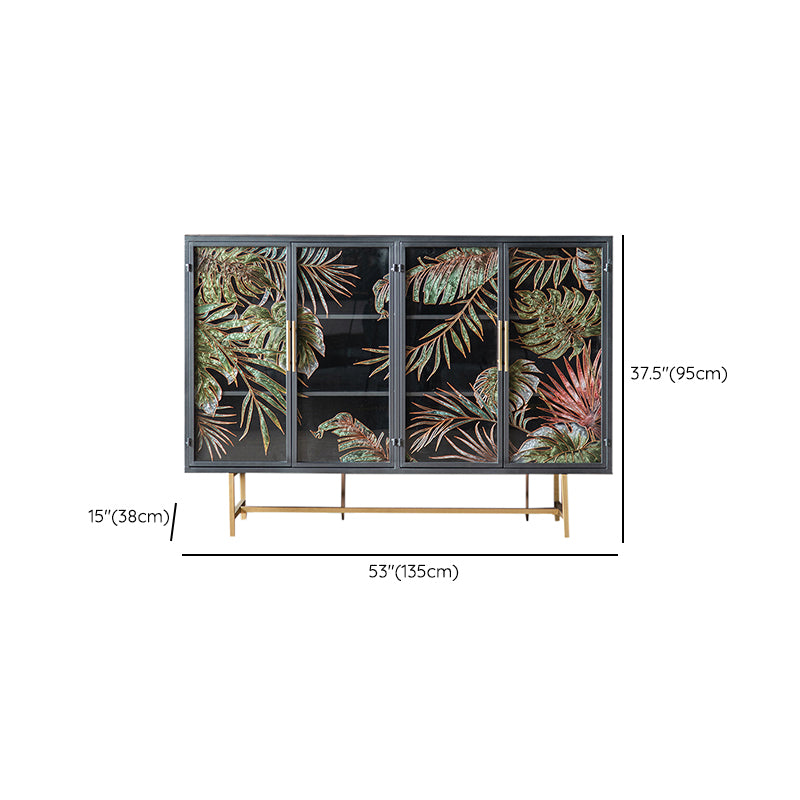 Traditional Wooden China Cabinet Glass Doors Display Stand with Doors