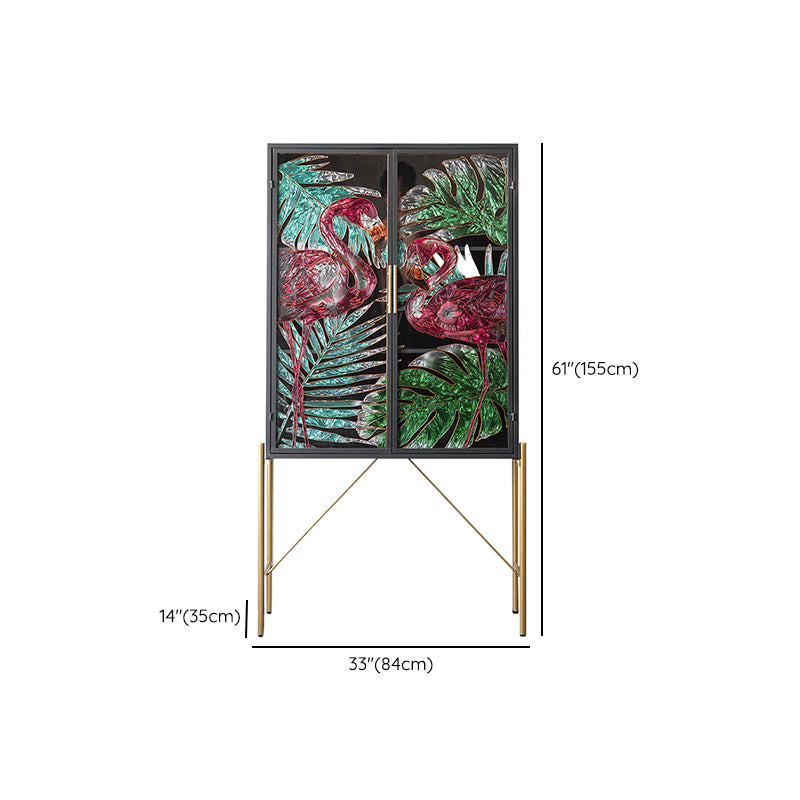 Traditional Wooden China Cabinet Glass Doors Display Stand with Doors