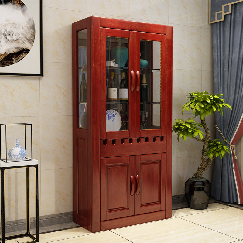 Mid-Century Modern Floor Solid Wood Wine Bottle & Glass Rack