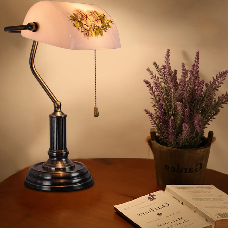 Lampada da notte a mezzo cilindro in vetro modellato Illuminazione da tavolo da soggiorno vintage a 1 testa in ottone con catenella