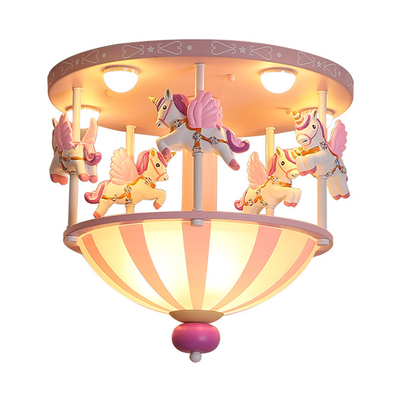 Plafonnier Merry-Go-Round pour enfants en résine, 5 ampoules, éclairage encastré pour chambre à coucher, rose/bleu