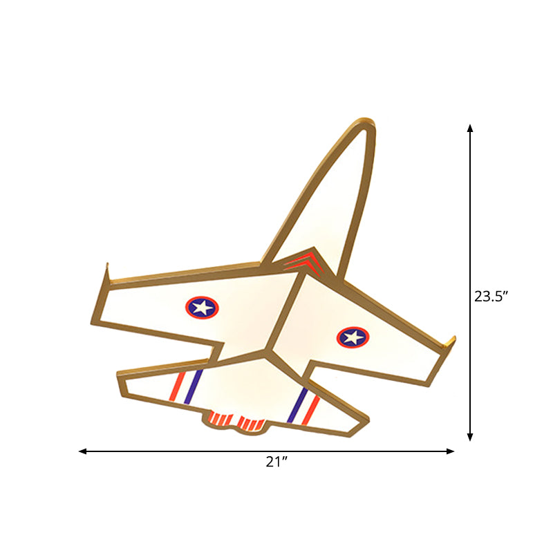 Gold Jet Thin Flush Mounted Ceiling Light Kid Acrylic LED Flushmount Lighting for Boy's Bedroom, Warm/White Light