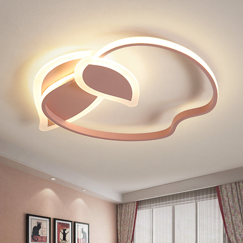 Children Room LED Flush Mount Kids Pink/White/Black Ceiling Lighting with Apple Aluminum Frame